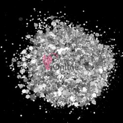 Decor pentru unghii NADP041KK cu paiete hexagonale Amelie pentru decor unghii APH17 Argintiu Metalizat 1-4mm